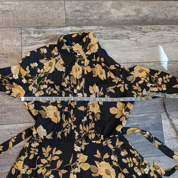 Nanette Lepore Elegant Black and Gold Floral Dress Sz 4 - Picture 7 of 10